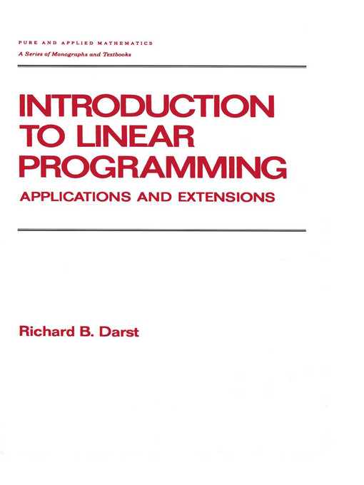 Title details for Introduction to Linear Programming by Richard Darst - Wait list